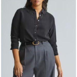 NWT Everlane The Clean Silk Relaxed Shirt in Black